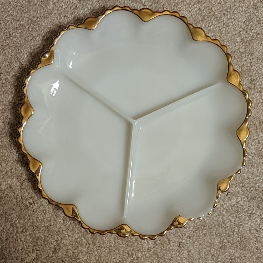 Vintage milk glass serving plate